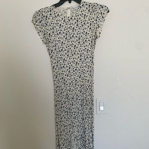 Reformation floral print midi dress with slit